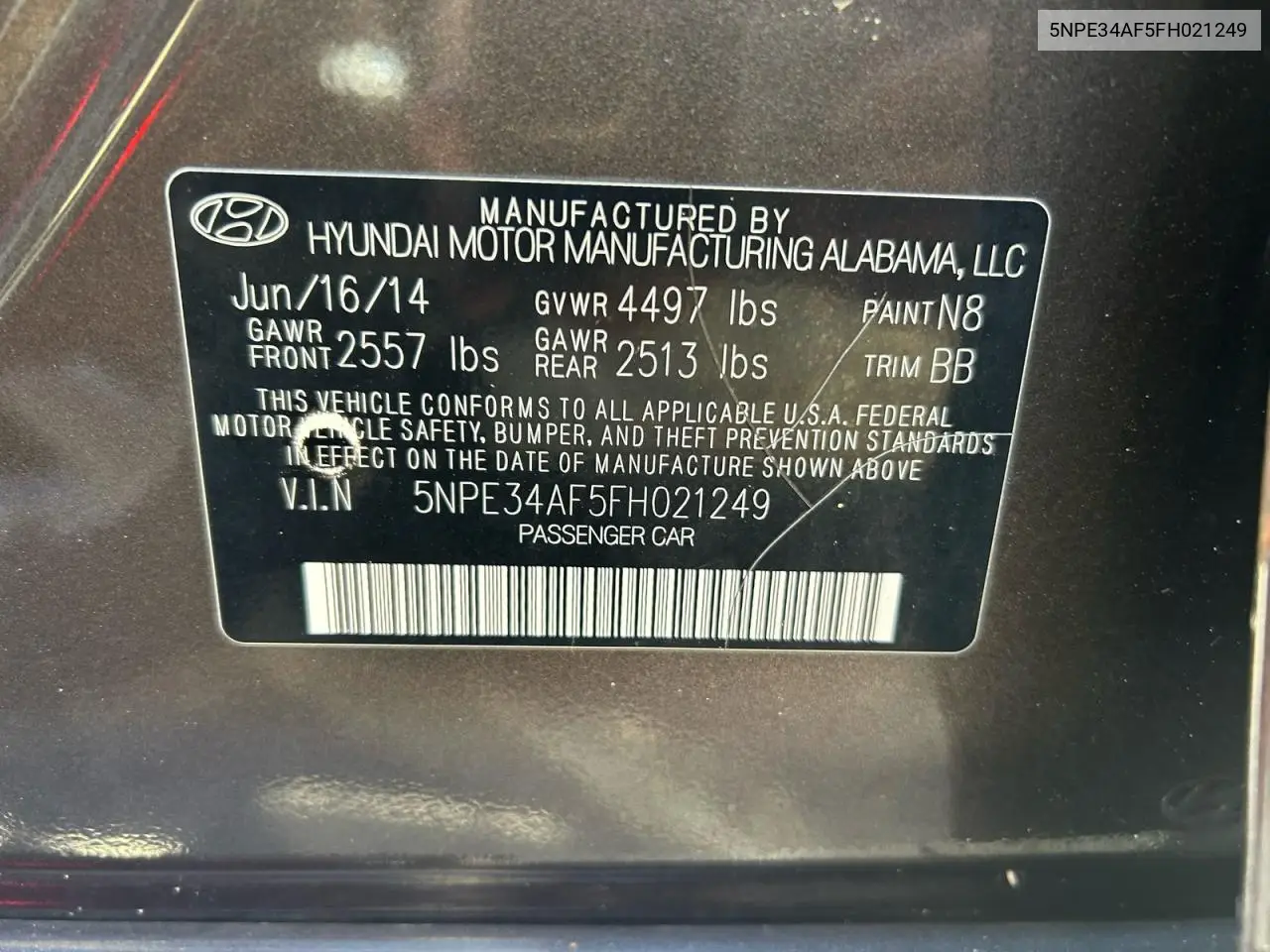 5NPE34AF5FH021249 2015 Hyundai Sonata Sport