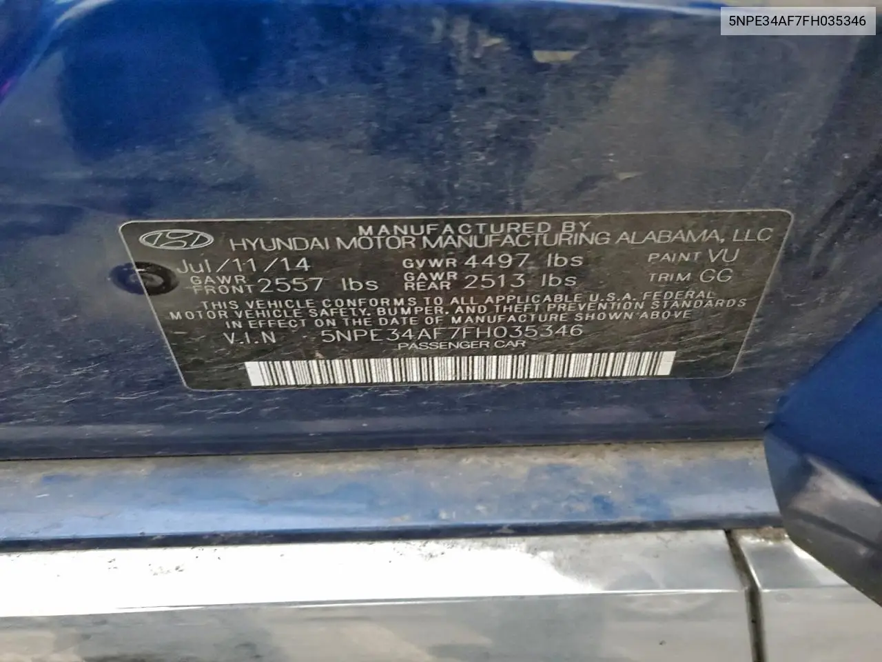 5NPE34AF7FH035346 2015 Hyundai Sonata Sport