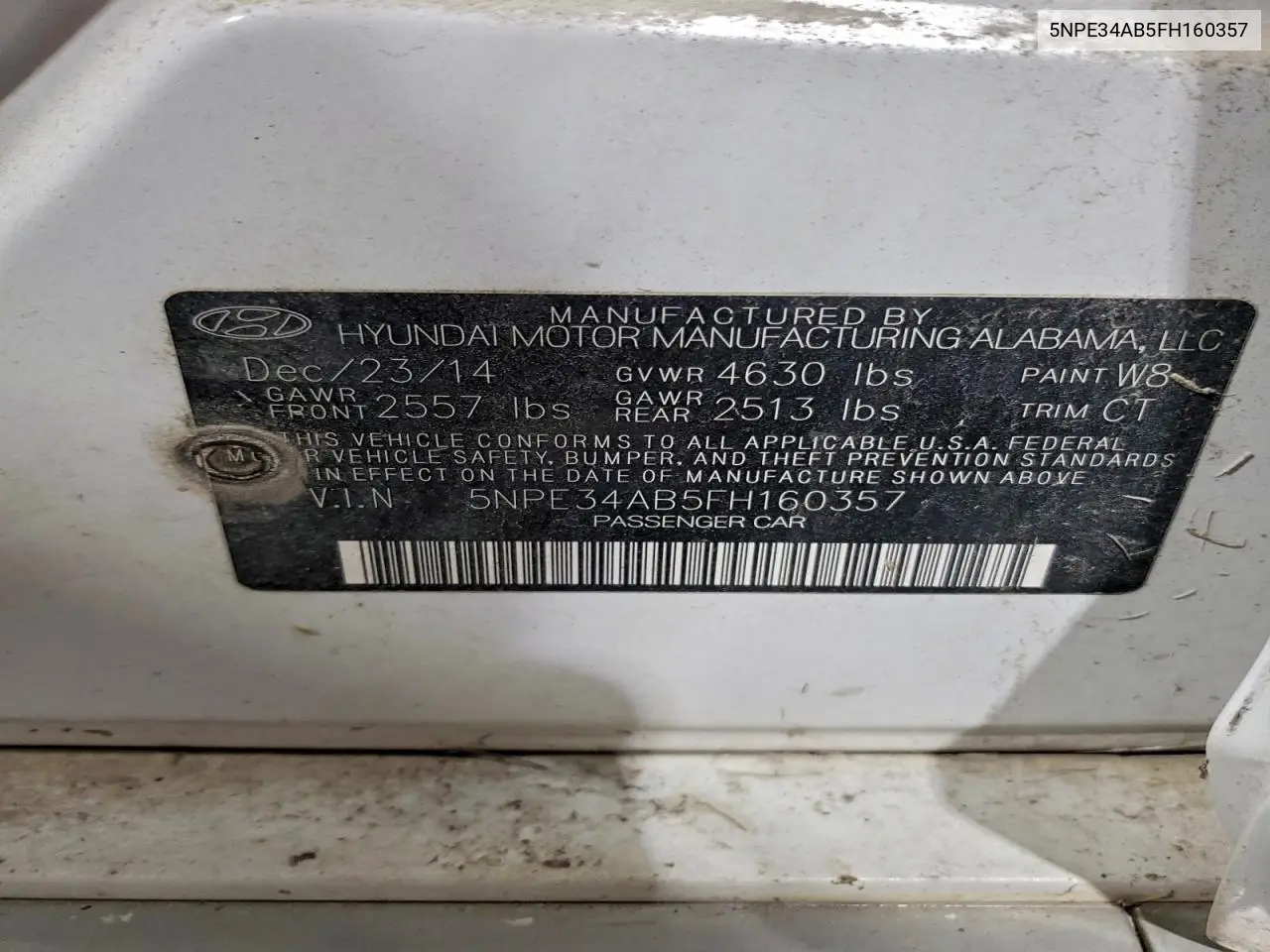 5NPE34AB5FH160357 2015 Hyundai Sonata Sport