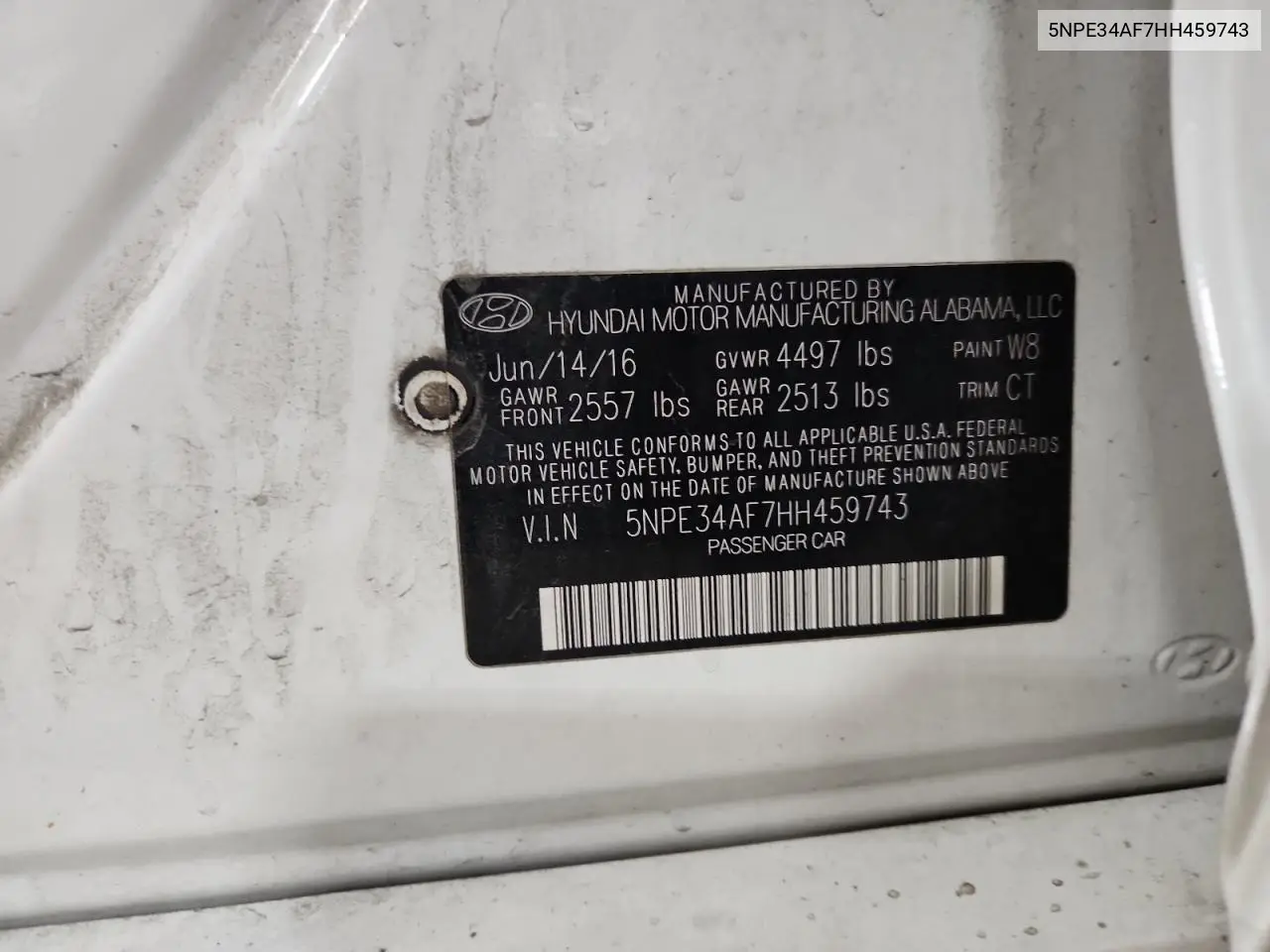 5NPE34AF7HH459743 2017 Hyundai Sonata Sport