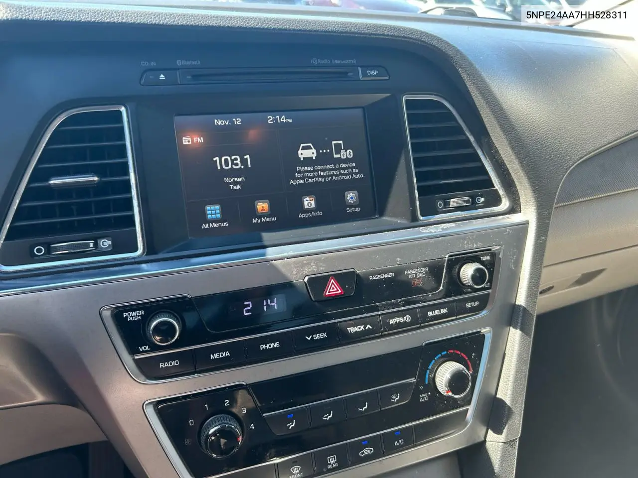 5NPE24AA7HH528311 2017 Hyundai Sonata Eco