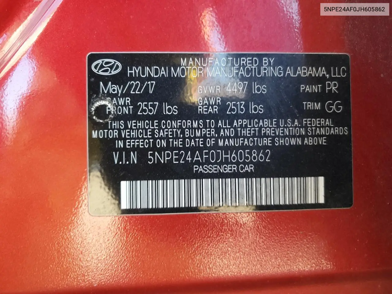 5NPE24AF0JH605862 2018 Hyundai Sonata Se