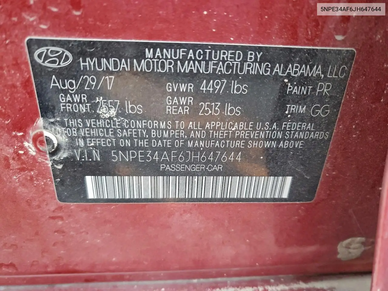 5NPE34AF6JH647644 2018 Hyundai Sonata Sport