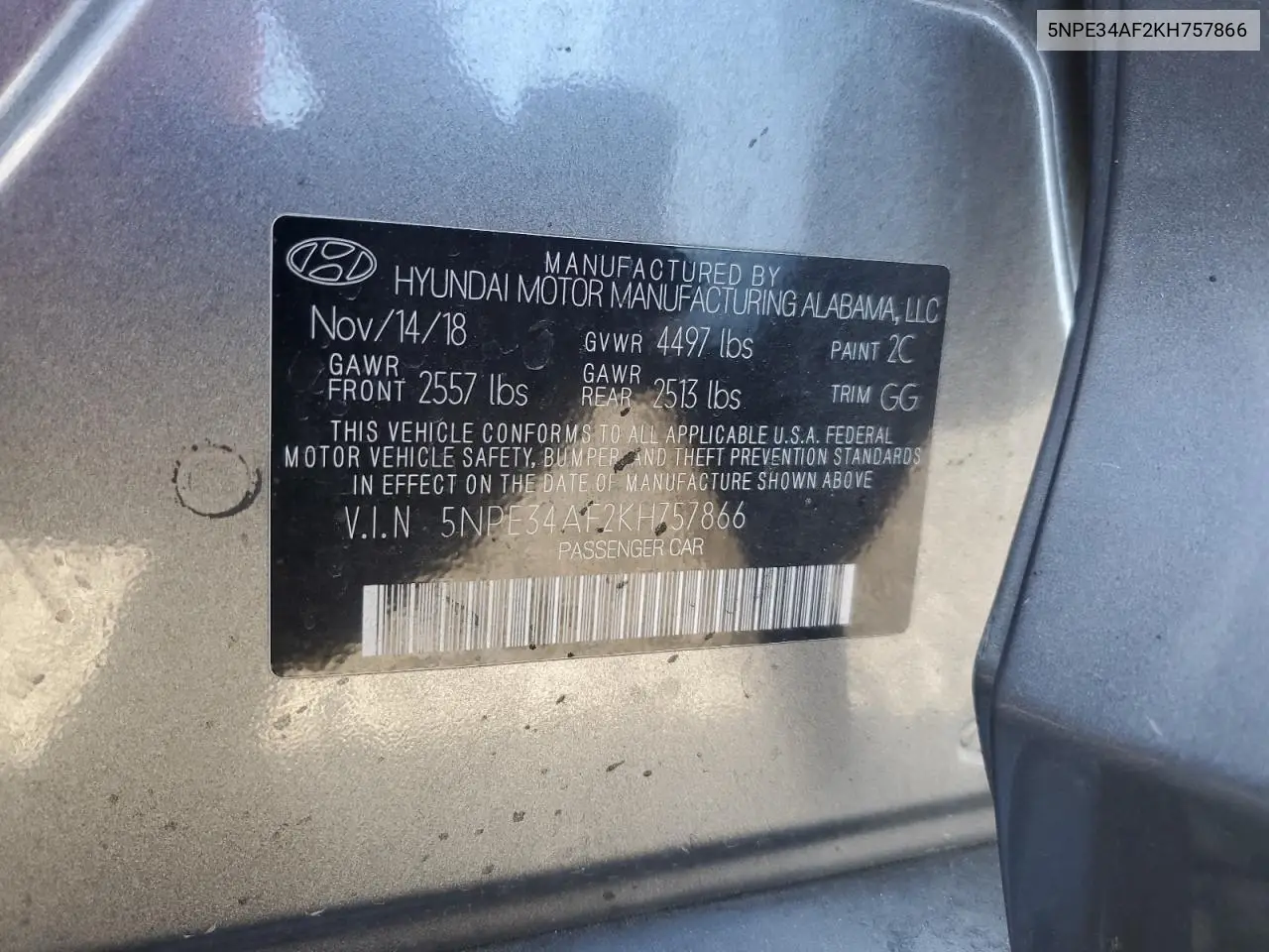 5NPE34AF2KH757866 2019 Hyundai Sonata Limited