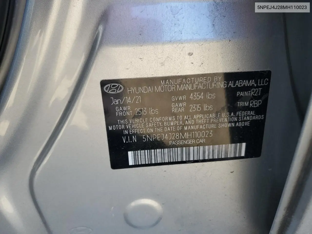 5NPEJ4J28MH110023 2021 Hyundai Sonata Sel Plus