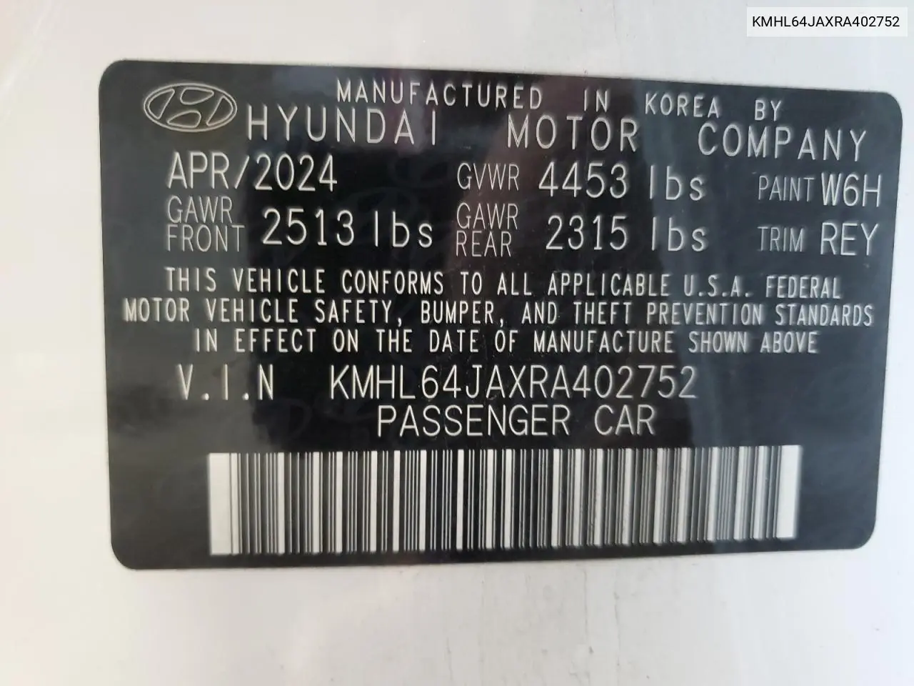 KMHL64JAXRA402752 2024 Hyundai Sonata Sel
