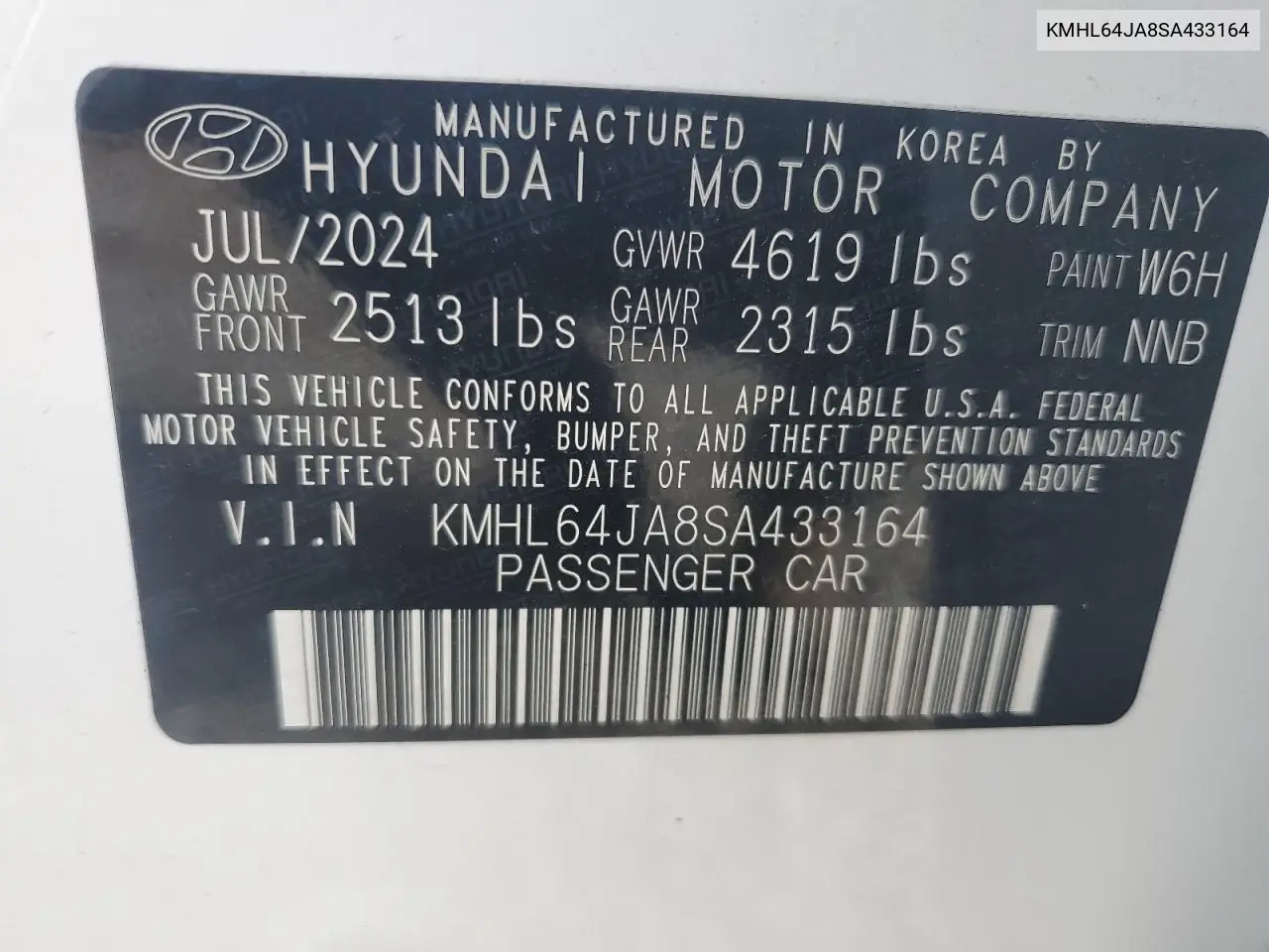 KMHL64JA8SA433164 2025 Hyundai Sonata Sel