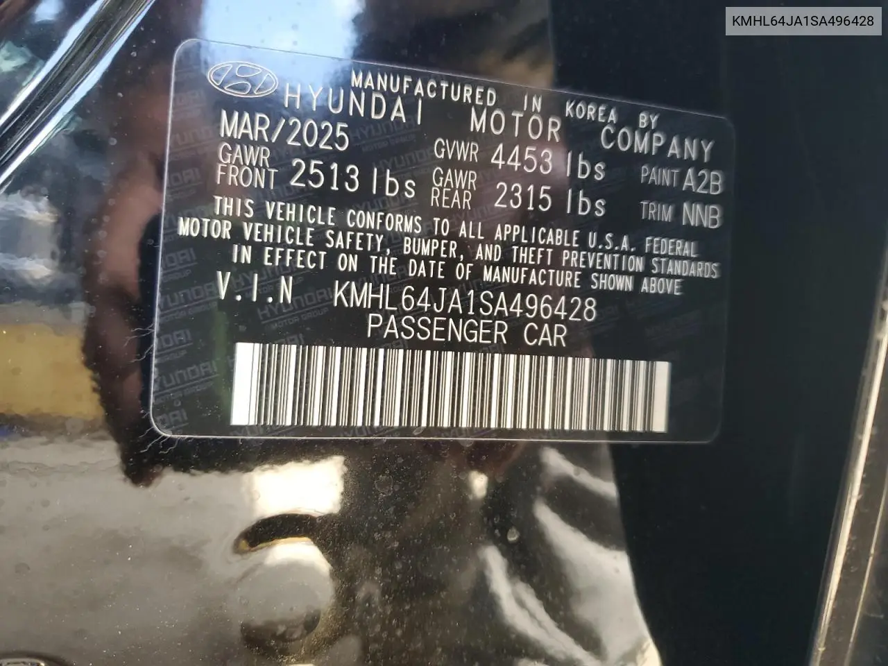 KMHL64JA1SA496428 2025 Hyundai Sonata Sel