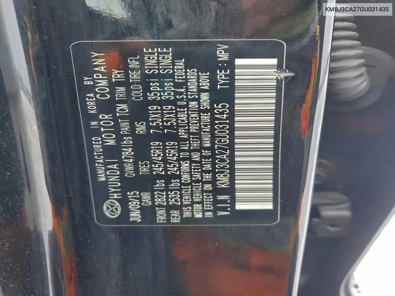 KM8J3CA27GU031435 2016 Hyundai Tucson Limited