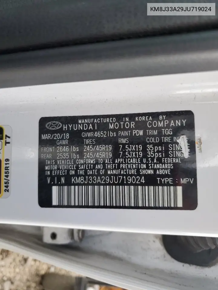 KM8J33A29JU719024 2018 Hyundai Tucson Value
