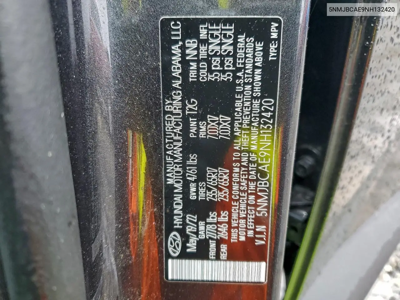 5NMJBCAE9NH132420 2022 Hyundai Tucson Sel