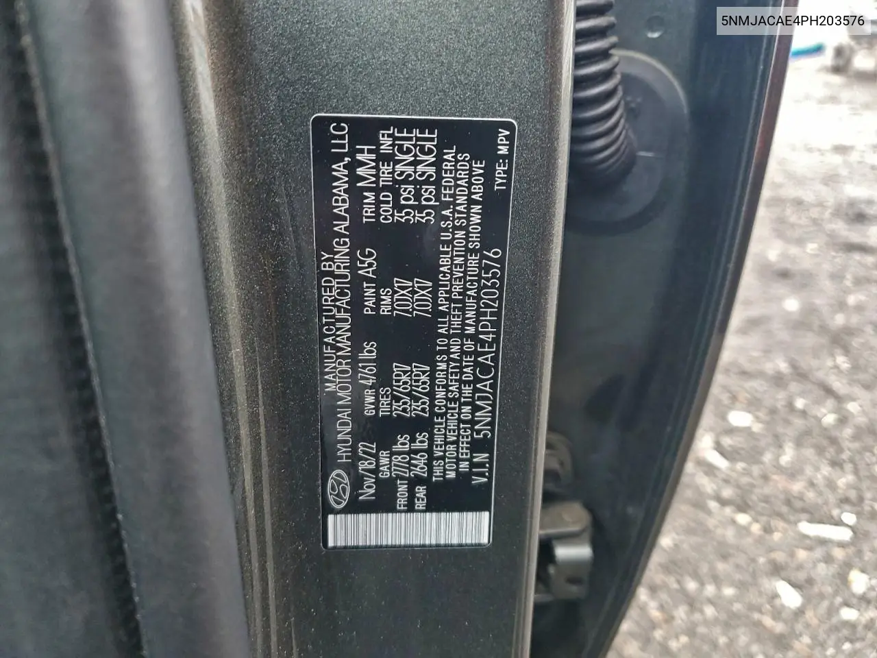 5NMJACAE4PH203576 2023 Hyundai Tucson Se