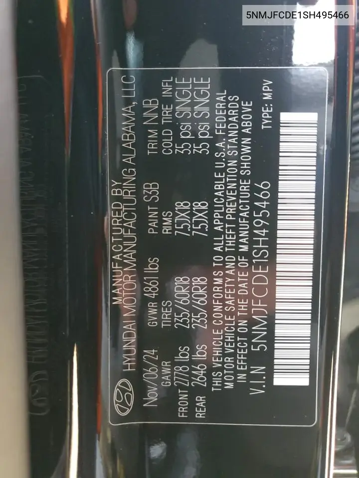 5NMJFCDE1SH495466 2025 Hyundai Tucson Xrt