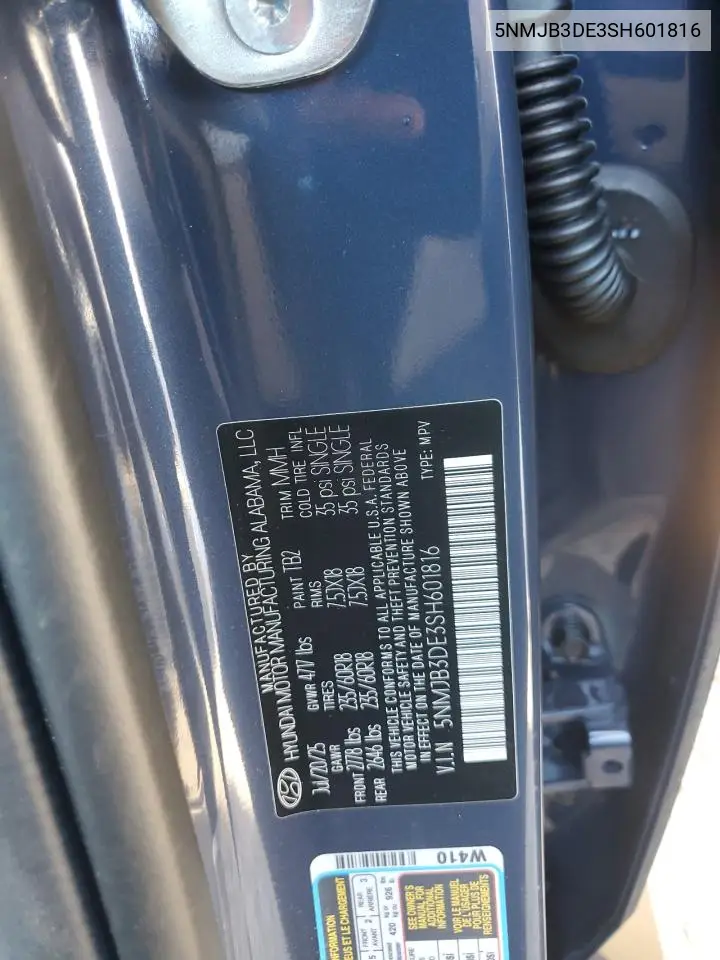 5NMJB3DE3SH601816 2025 Hyundai Tucson Sel