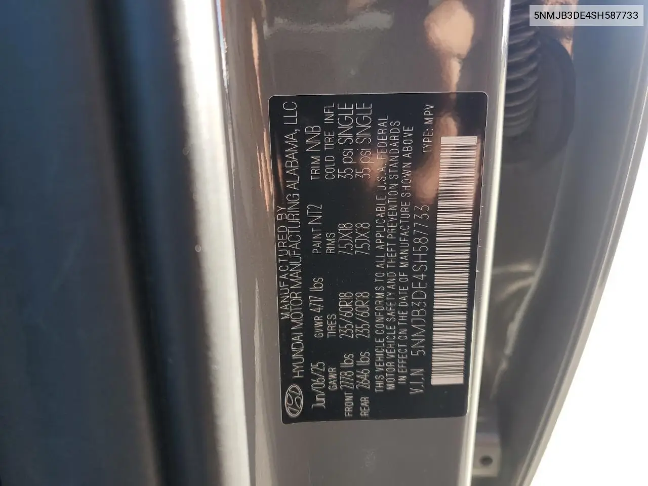 5NMJB3DE4SH587733 2025 Hyundai Tucson Sel
