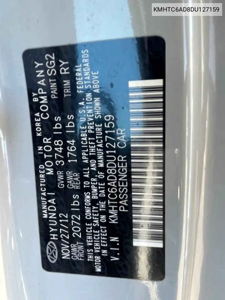 KMHTC6AD8DU127159 2013 Hyundai Veloster