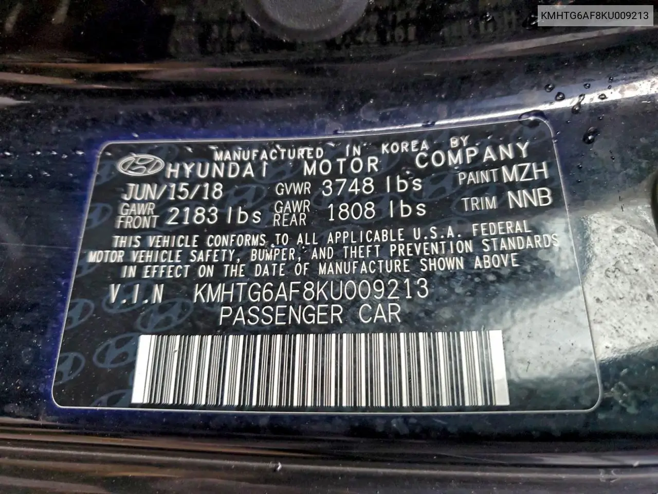 KMHTG6AF8KU009213 2019 Hyundai Veloster Base
