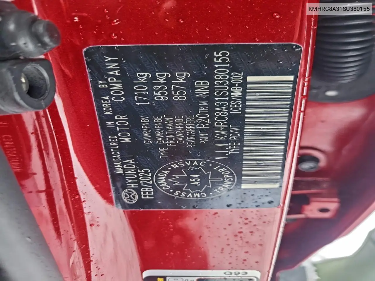 KMHRC8A31SU380155 2025 Hyundai Venue Sel