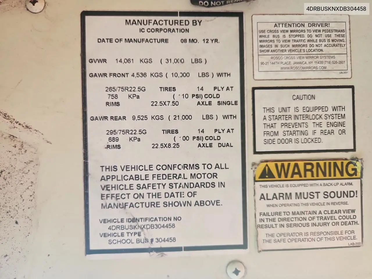 2013 Ic Corporation Ce Series School - School Bus VIN: 4DRBUSKNXDB304458 Lot: 79731565