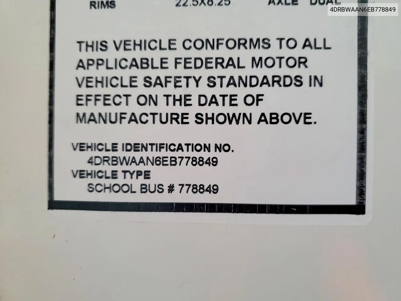 2014 Ic Corporation Re Series School - School Bus VIN: 4DRBWAAN6EB778849 Lot: 75989795