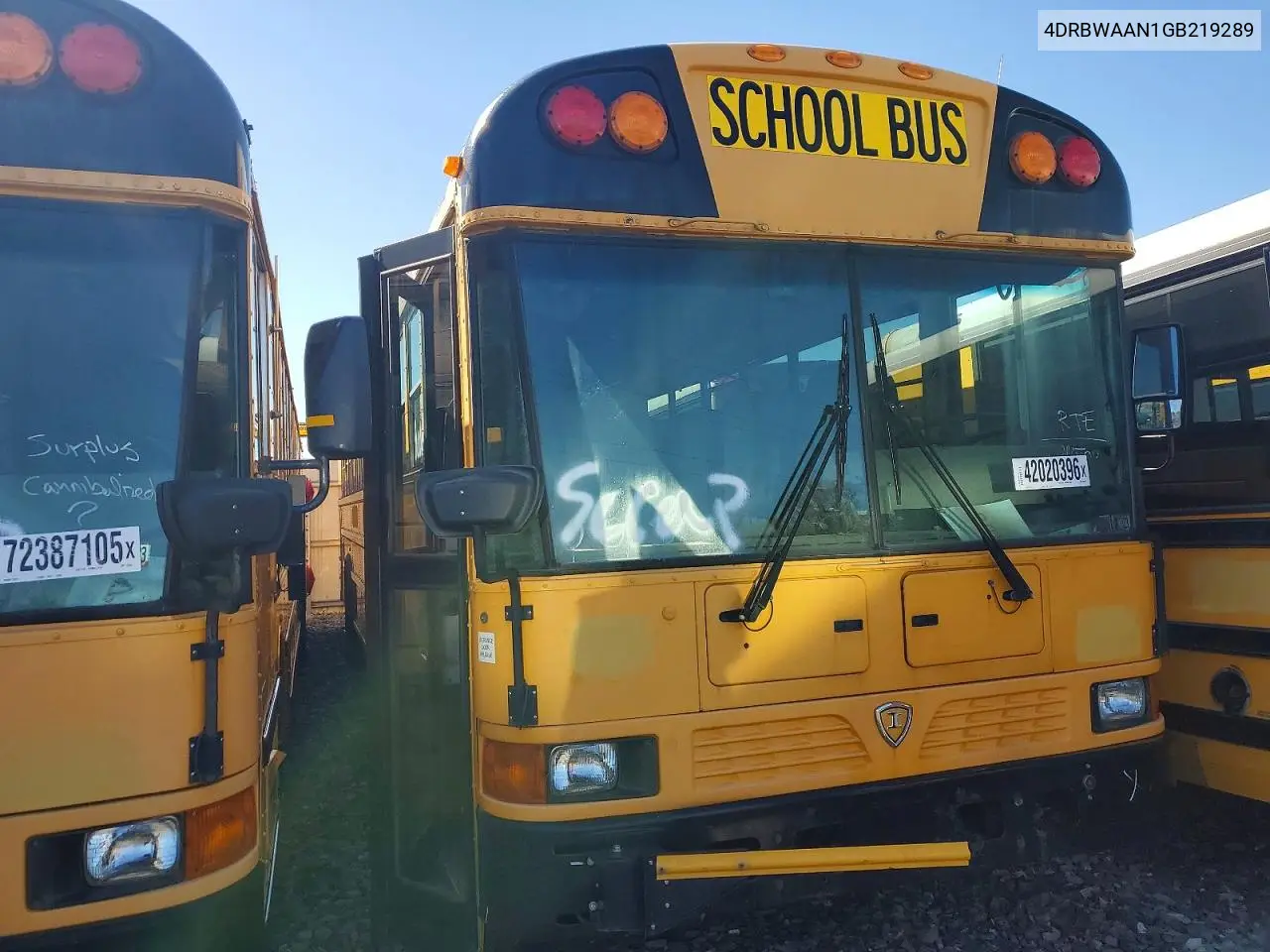 2016 Ic Corporation Re Series School - School Bus VIN: 4DRBWAAN1GB219289 Lot: 42020396