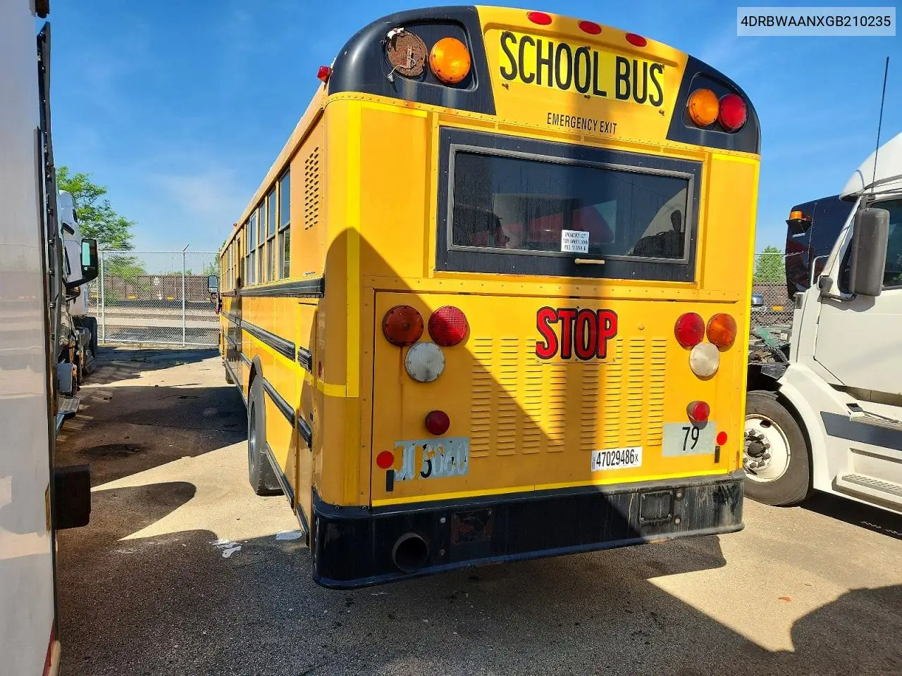2016 Ic Corporation Re Series School - School Bus VIN: 4DRBWAANXGB210235 Lot: 47029486