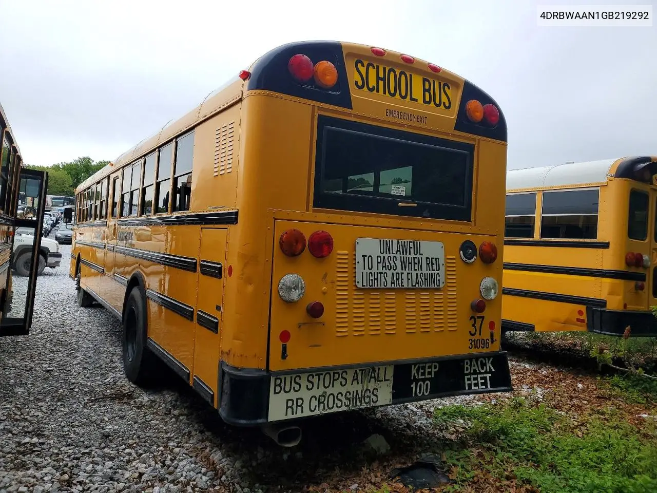 2016 Ic Corporation Re Series School - School Bus VIN: 4DRBWAAN1GB219292 Lot: 51251396