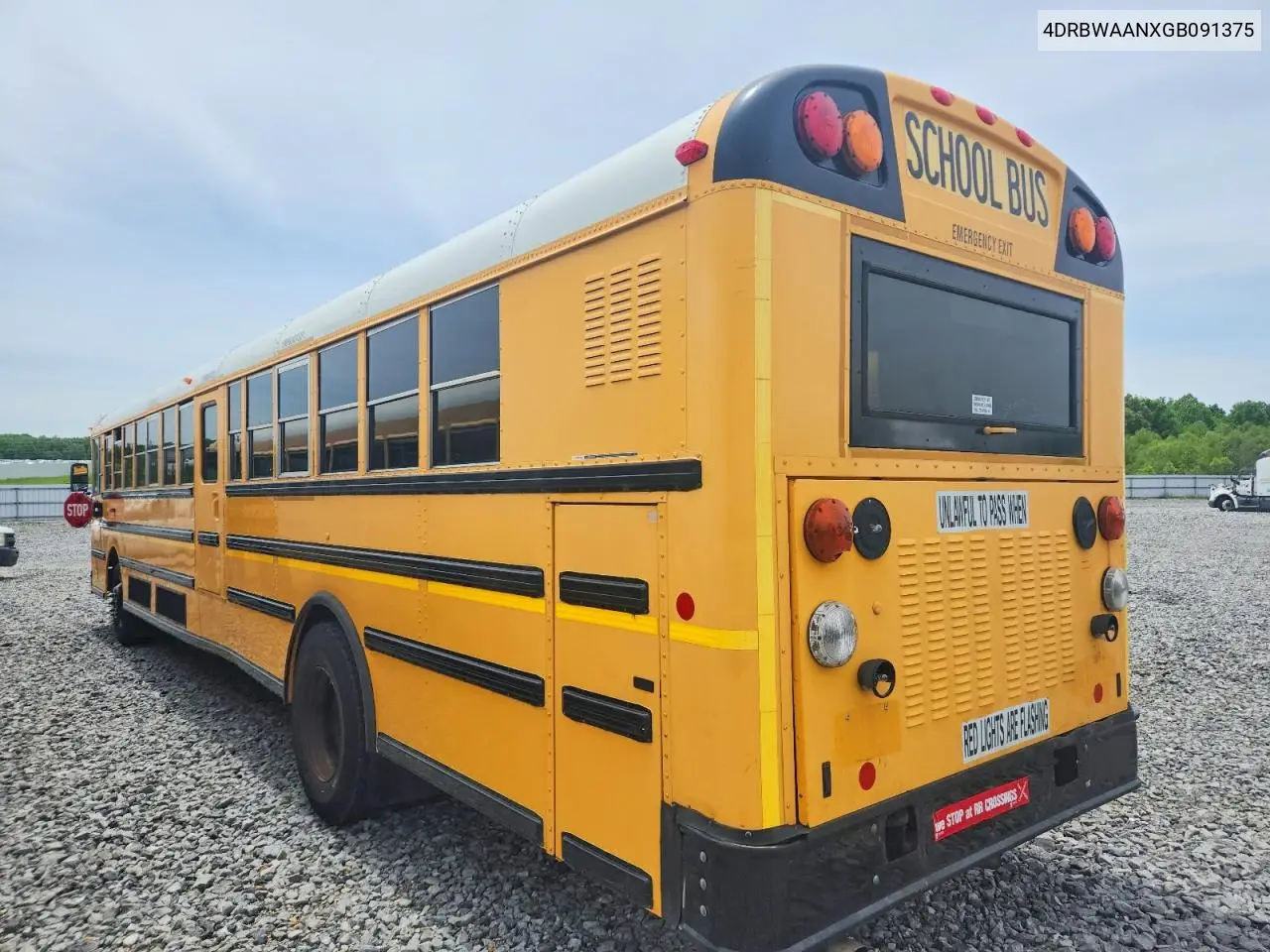 2016 Ic Corporation Re Series School - School Bus VIN: 4DRBWAANXGB091375 Lot: 51256476