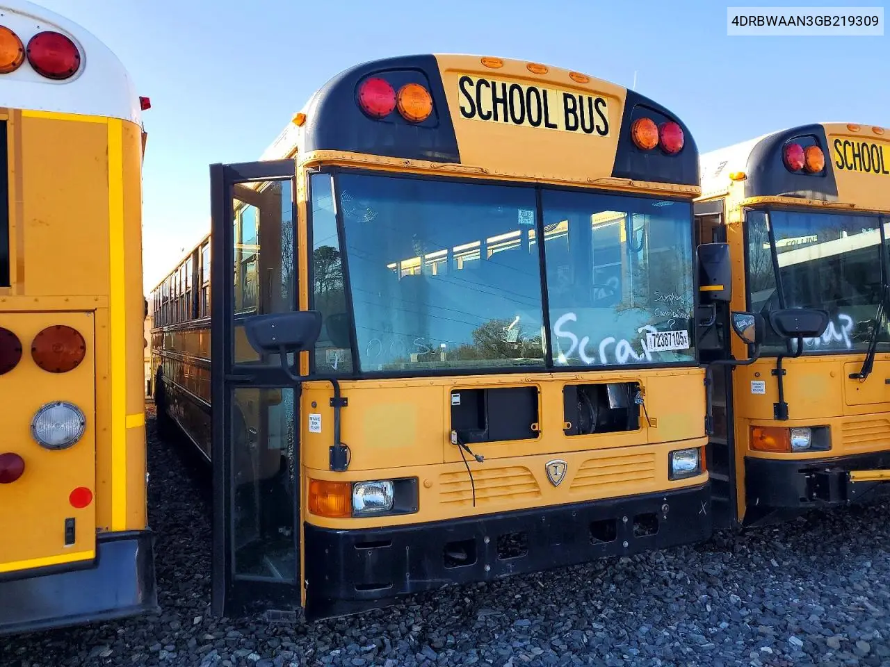 2016 Ic Corporation Re Series School - School Bus VIN: 4DRBWAAN3GB219309 Lot: 72387105