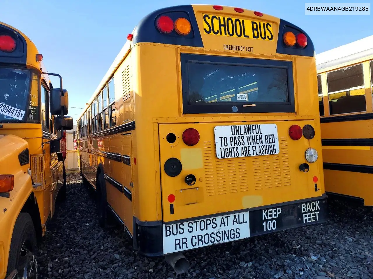 2016 Ic Corporation Re Series School - School Bus VIN: 4DRBWAAN4GB219285 Lot: 72387365