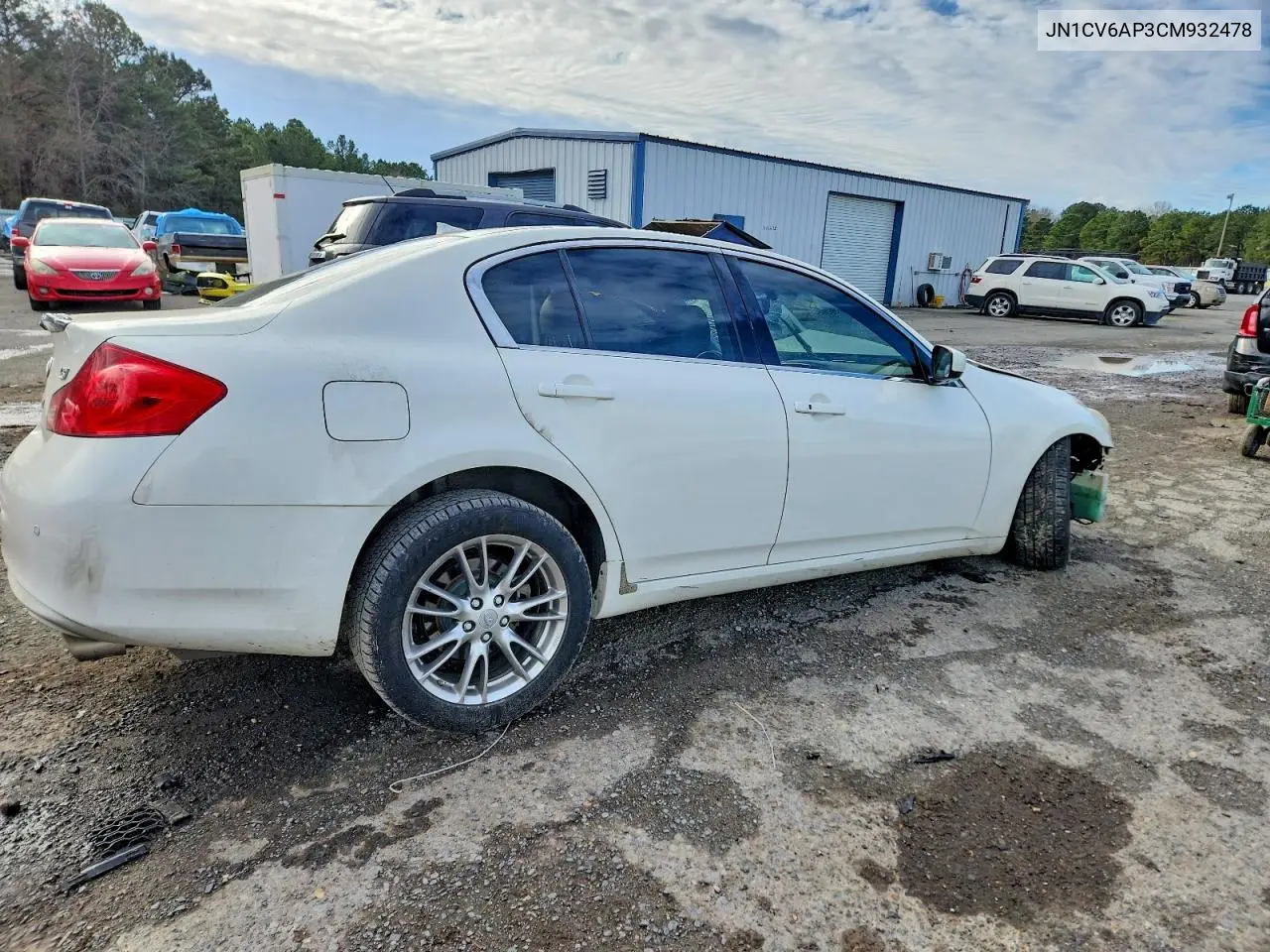 2012 Infiniti G37 VIN: JN1CV6AP3CM932478 Lot: 73056375