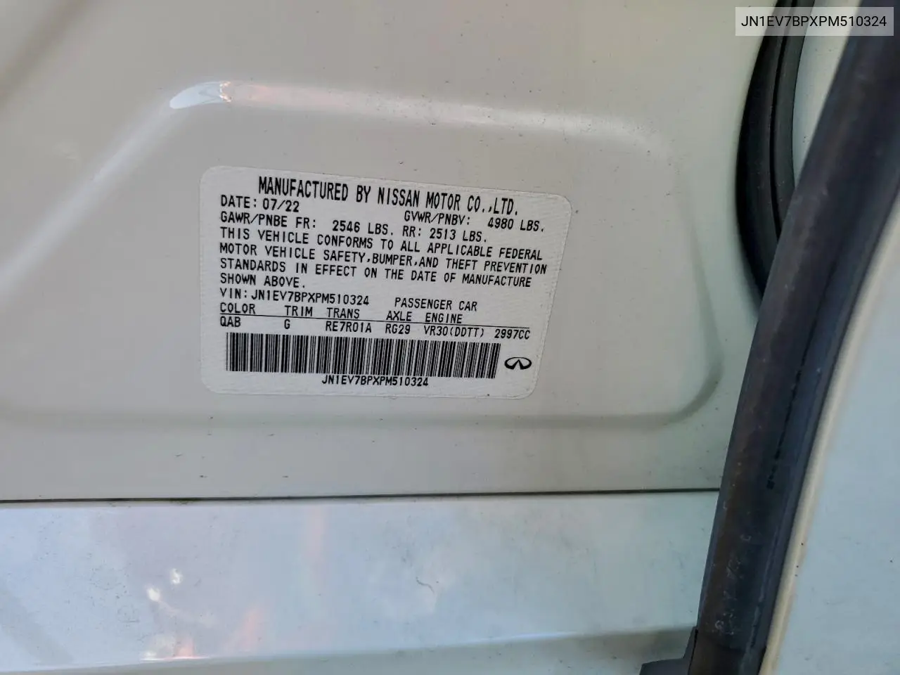 JN1EV7BPXPM510324 2023 Infiniti Q50 Luxe