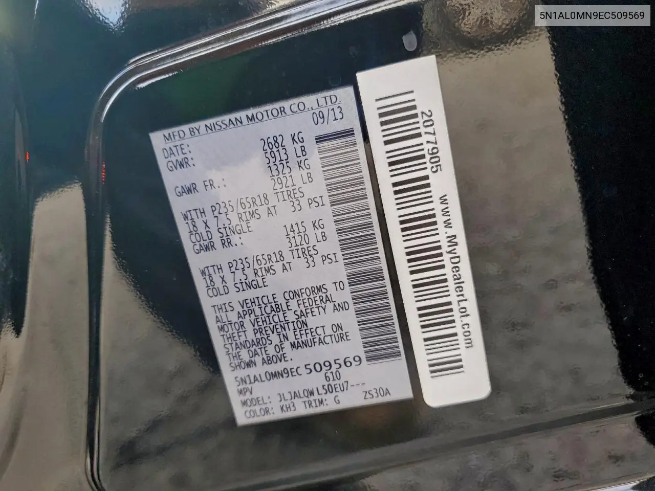 5N1AL0MN9EC509569 2014 Infiniti Qx60