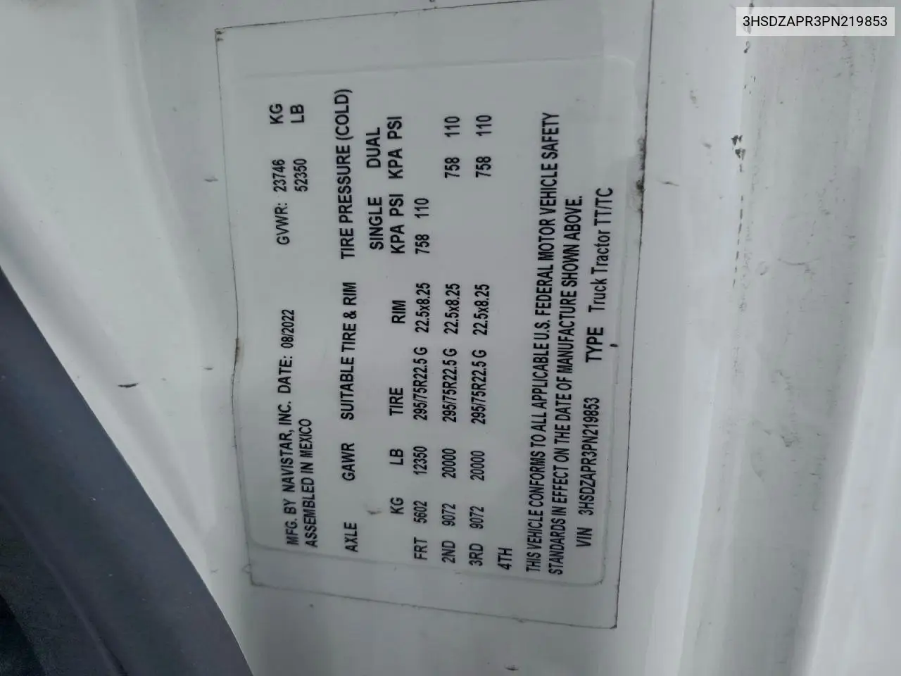 3HSDZAPR3PN219853 2023 International Lt625