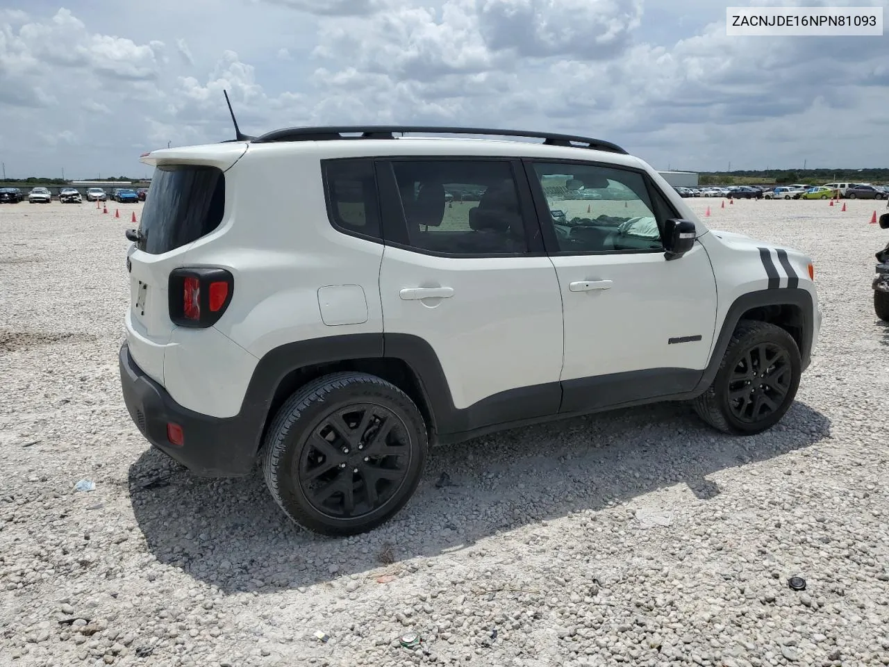 2022 Jeep Renegade Altitude VIN: ZACNJDE16NPN81093 Lot: 64100324