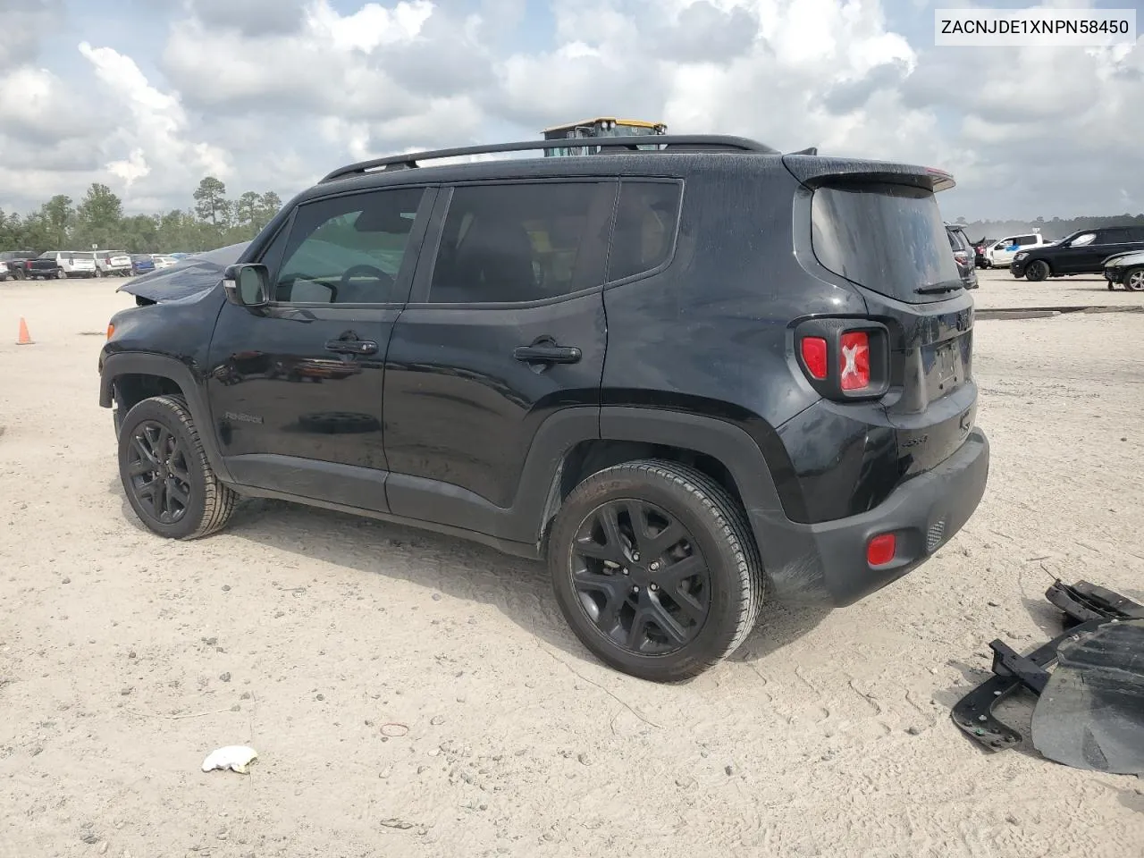 2022 Jeep Renegade Altitude VIN: ZACNJDE1XNPN58450 Lot: 72650324