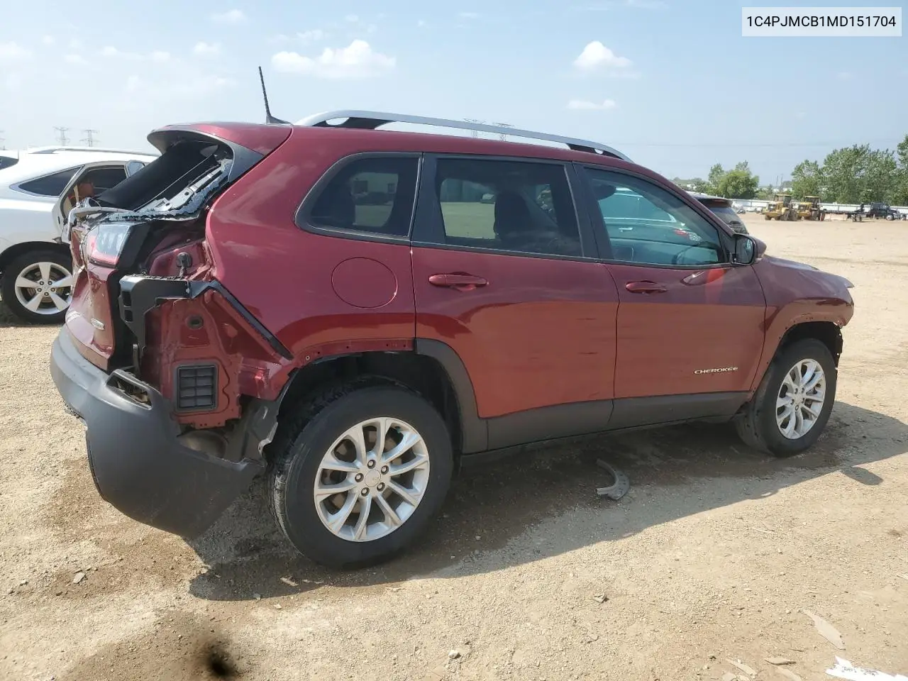 2021 Jeep Cherokee Latitude VIN: 1C4PJMCB1MD151704 Lot: 67970215