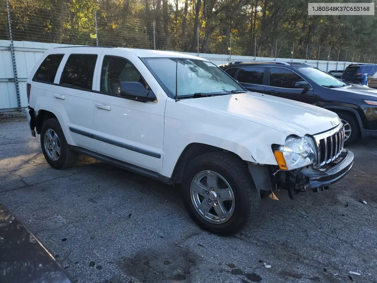 1J8GS48K37C653168 2007 Jeep Grand Cherokee Laredo