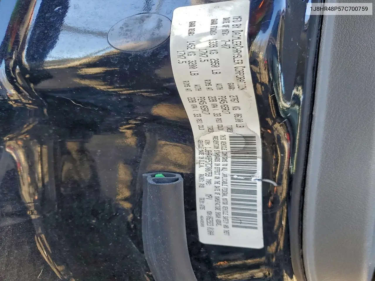 1J8HR48P57C700759 2007 Jeep Grand Cherokee Laredo