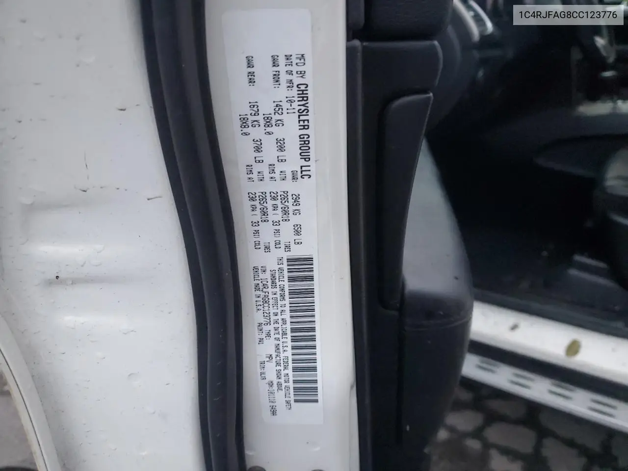 1C4RJFAG8CC123776 2012 Jeep Grand Cherokee Laredo