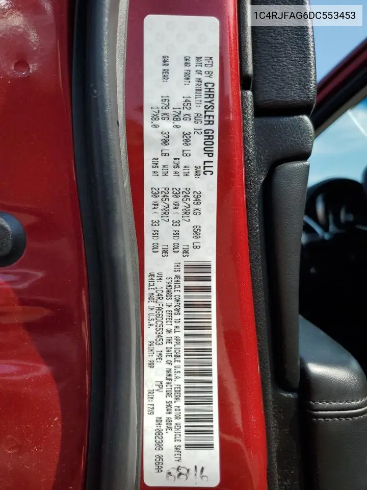 1C4RJFAG6DC553453 2013 Jeep Grand Cherokee Laredo