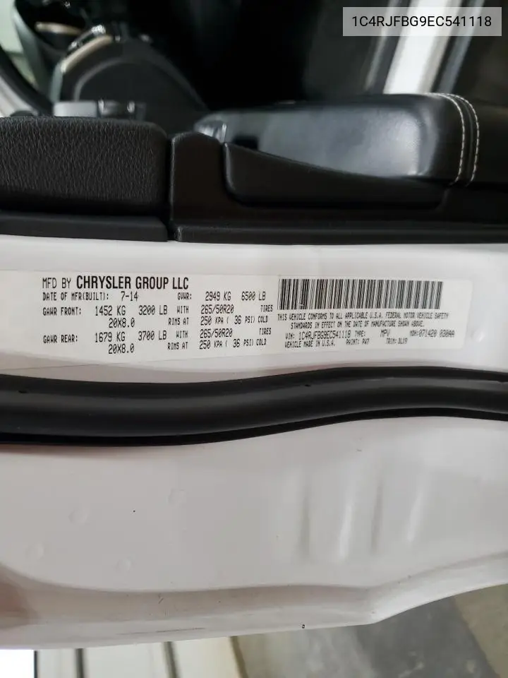 1C4RJFBG9EC541118 2014 Jeep Grand Cherokee Limited