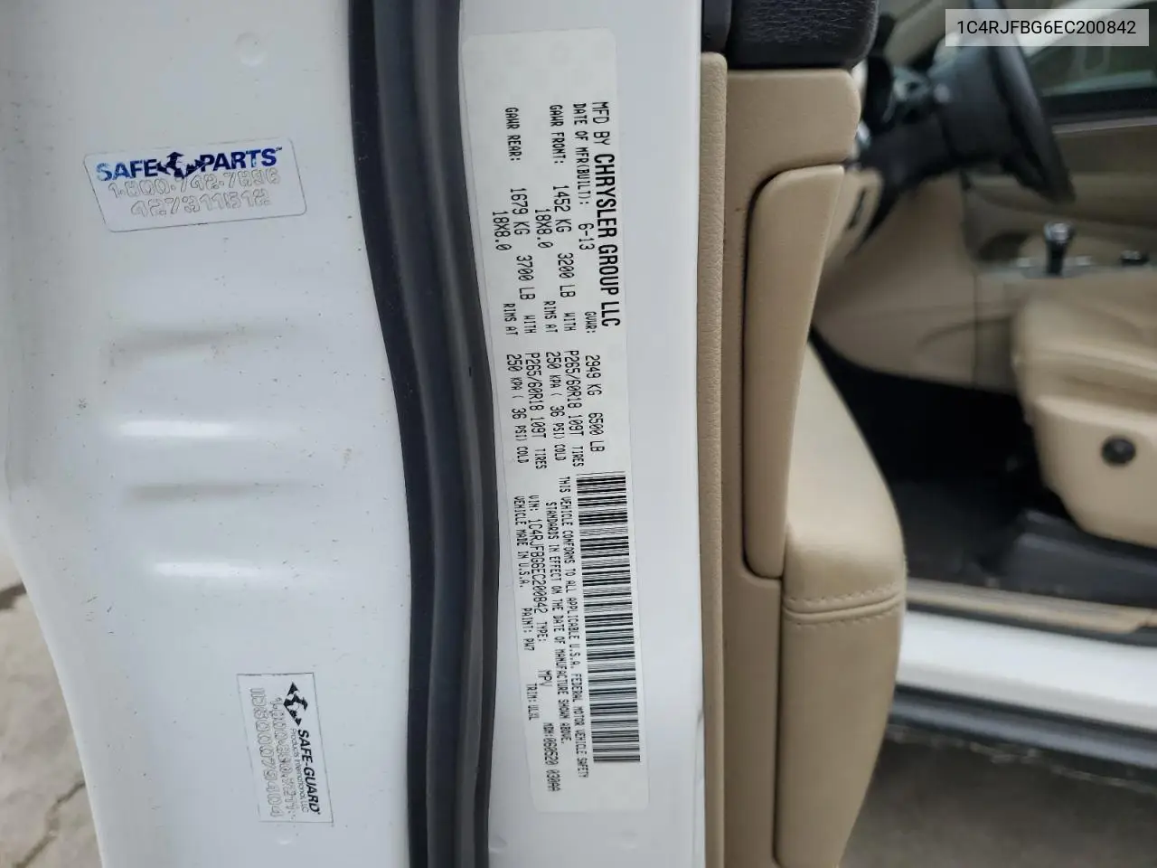 1C4RJFBG6EC200842 2014 Jeep Grand Cherokee Limited
