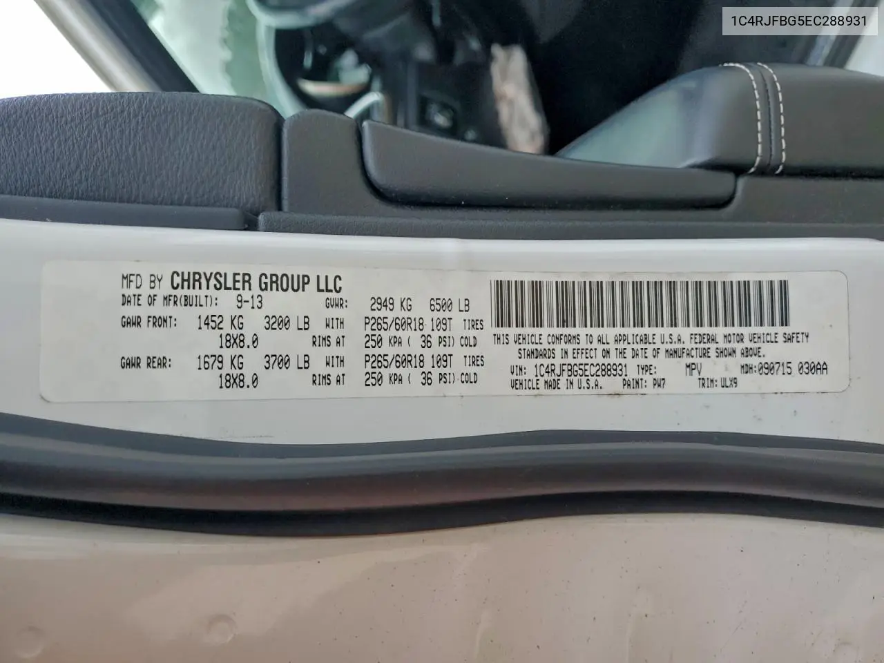 1C4RJFBG5EC288931 2014 Jeep Grand Cherokee Limited