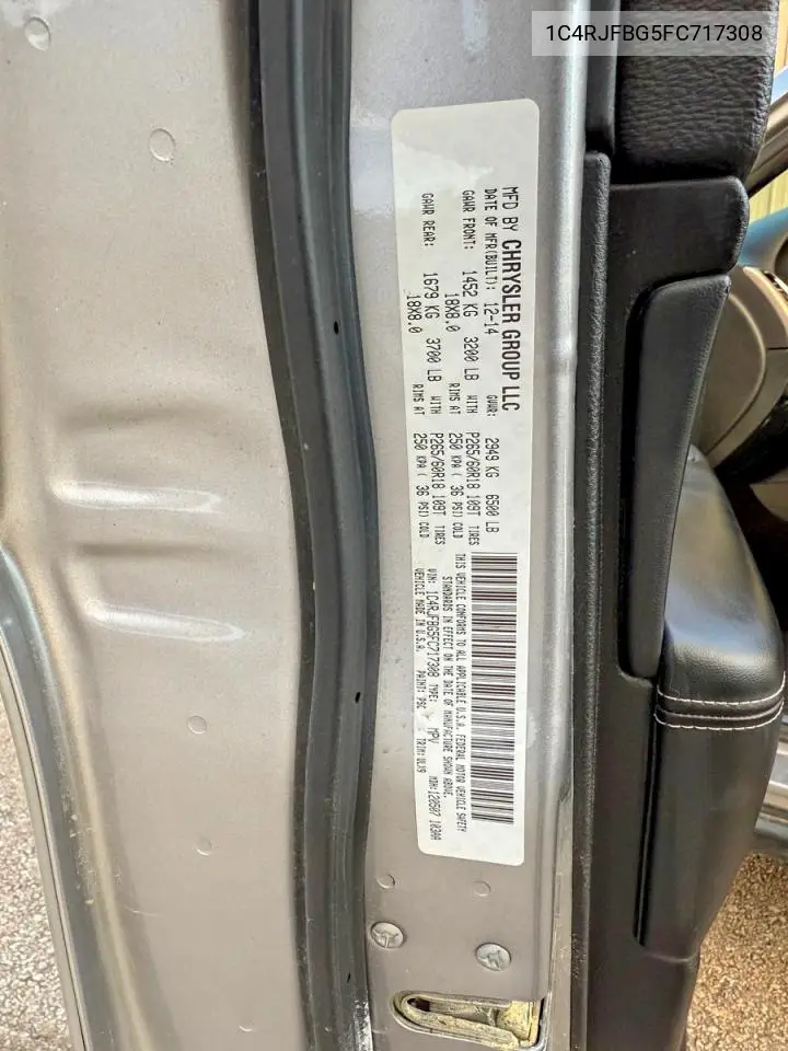 1C4RJFBG5FC717308 2015 Jeep Grand Cherokee Limited