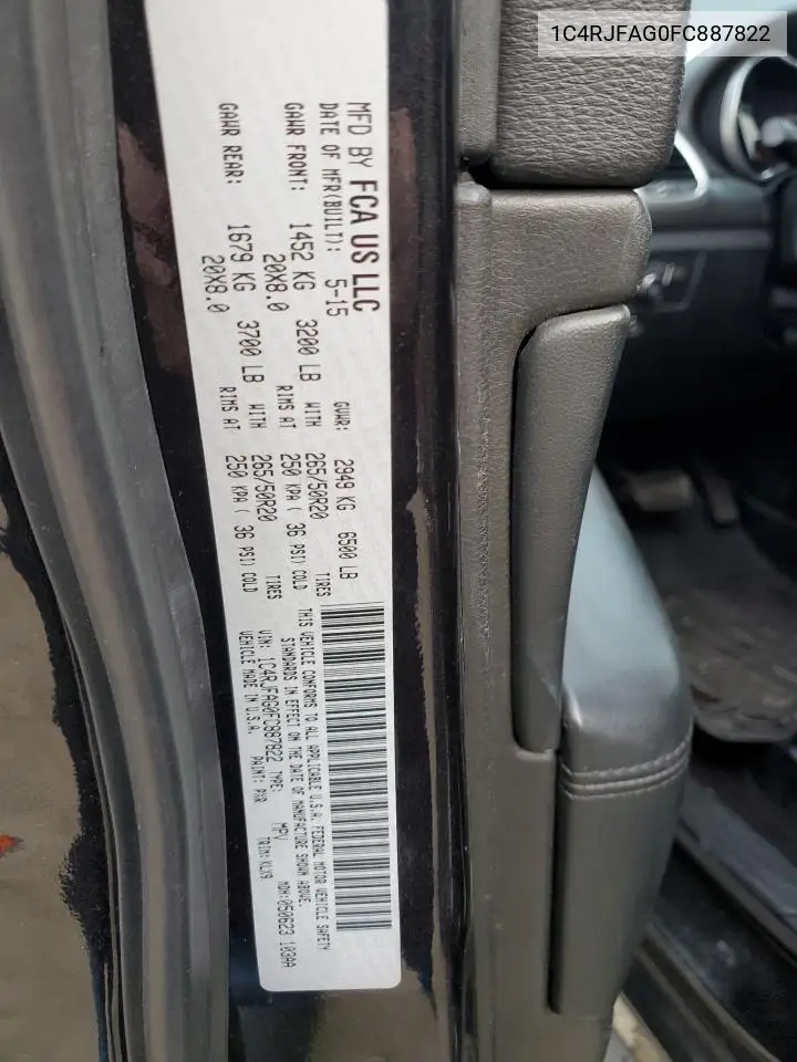1C4RJFAG0FC887822 2015 Jeep Grand Cherokee Laredo