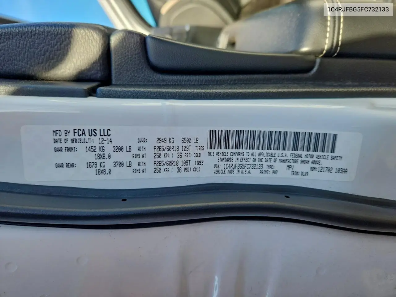 1C4RJFBG5FC732133 2015 Jeep Grand Cherokee Limited