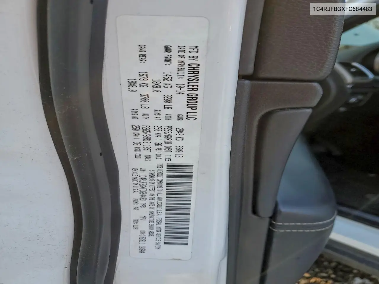 1C4RJFBGXFC684483 2015 Jeep Grand Cherokee Limited