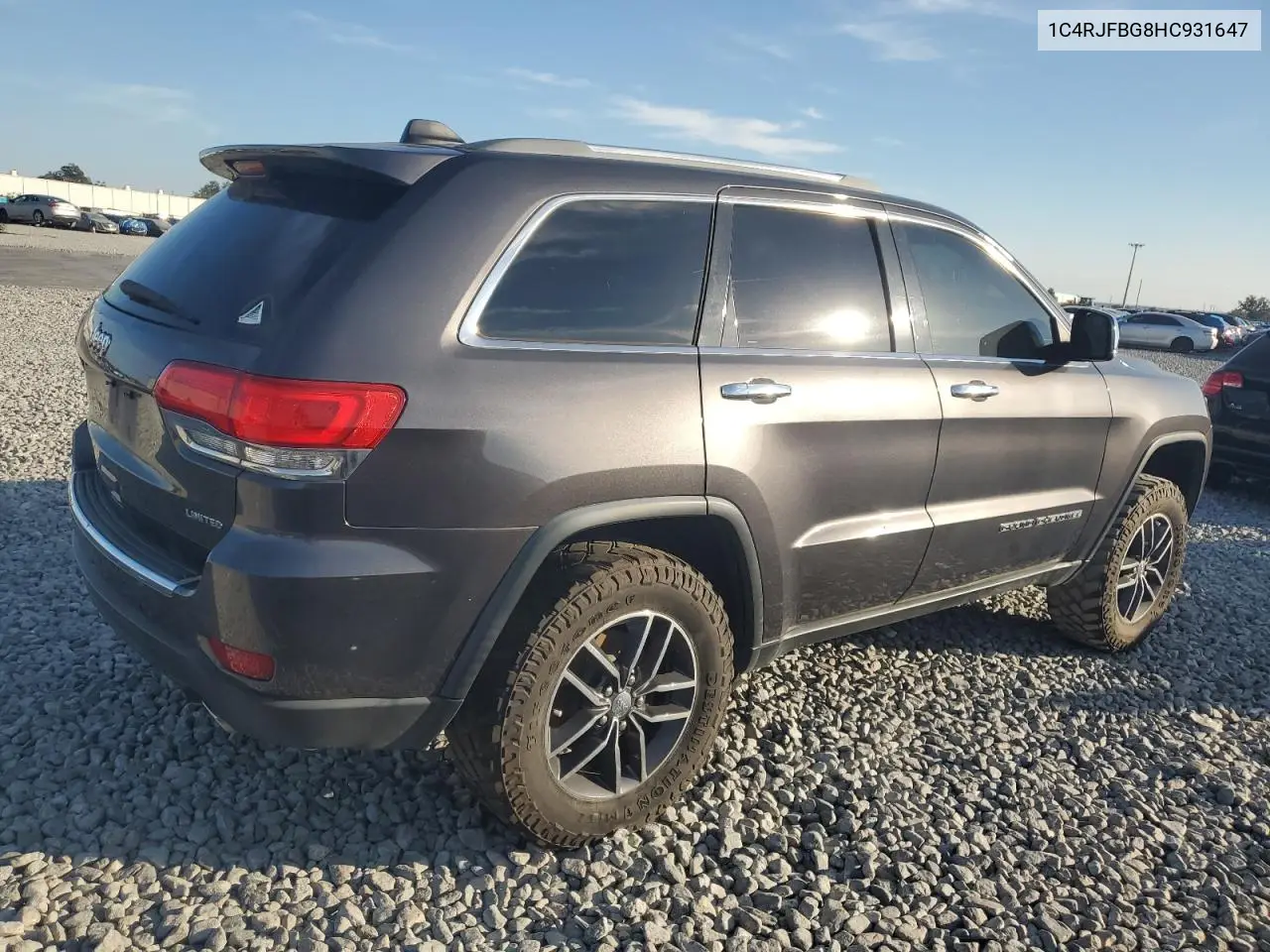 1C4RJFBG8HC931647 2017 Jeep Grand Cherokee Limited