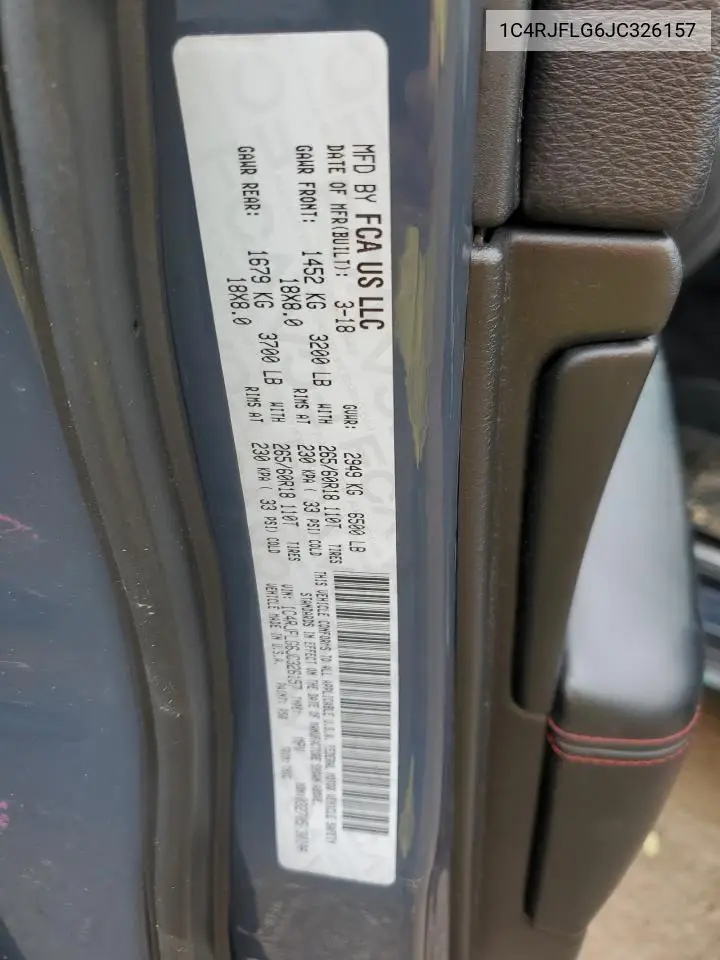 1C4RJFLG6JC326157 2018 Jeep Grand Cherokee Trailhawk